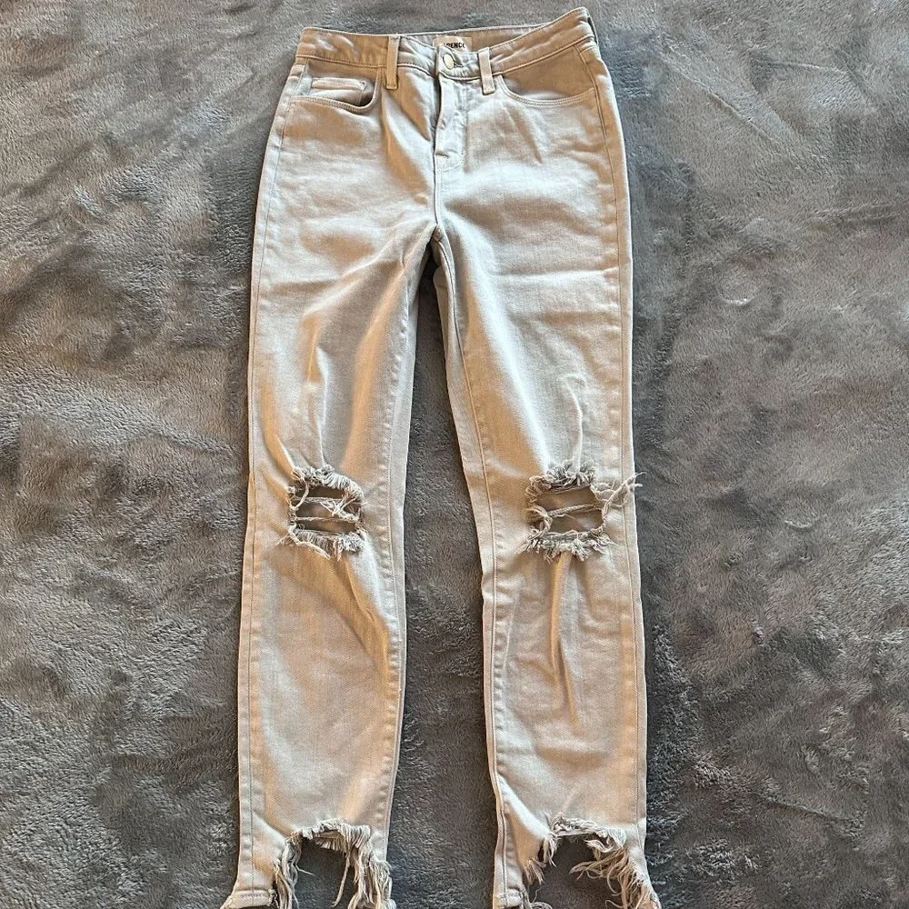 L'agence Destructed Hi Line Raw Hem Jeans Women's 26 Biscuit